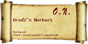 Orsós Norbert névjegykártya
